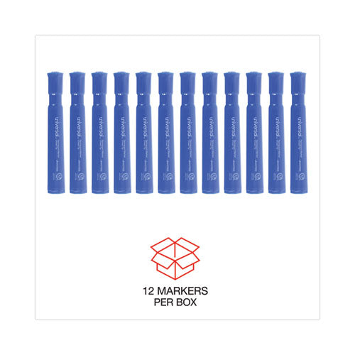 Chisel Tip Permanent Marker, Broad Chisel Tip, Blue, Dozen.