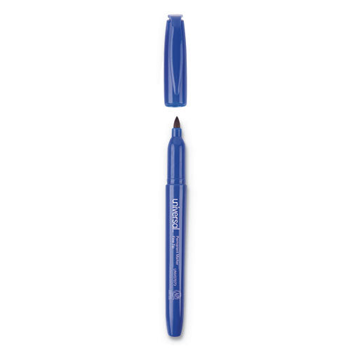 Pen-style Permanent Marker, Fine Bullet Tip, Blue, Dozen