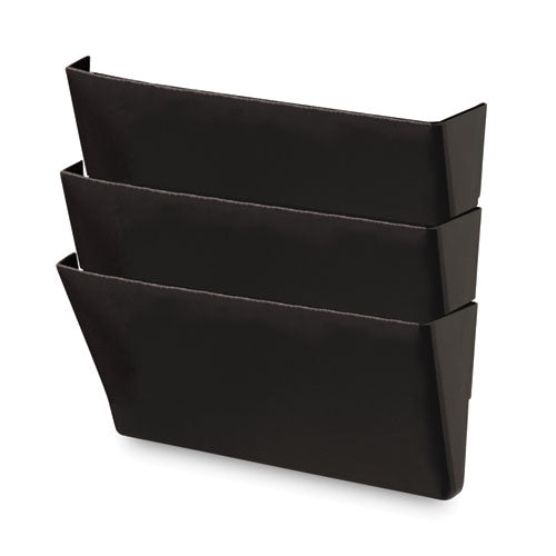 Wall File Pockets, 3 Sections, Letter Size,13" X 4.13" X 14.5", Black, 3/pack.