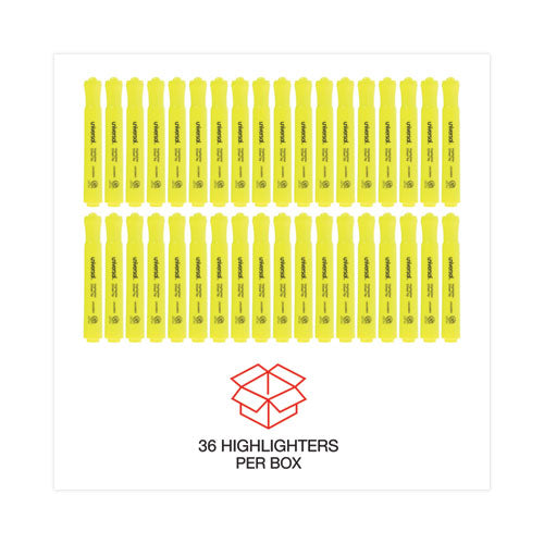 Desk Highlighter Value Pack, Fluorescent Yellow Ink, Chisel Tip, Yellow Barrel, 36/pack.