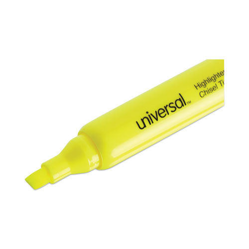 Desk Highlighter Value Pack, Fluorescent Yellow Ink, Chisel Tip, Yellow Barrel, 36/pack.