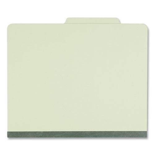 Four-section Pressboard Classification Folders, 2" Expansion,1 Divider, 4 Fasteners, Letter Size, Green Exterior, 10/box