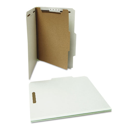 Four-section Pressboard Classification Folders, 2" Expansion, 1 Divider, 4 Fasteners, Letter Size, Gray Exterior, 10/box.