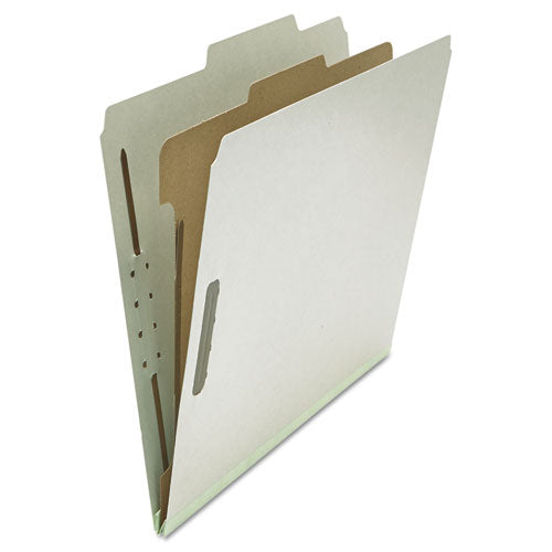 Four-section Pressboard Classification Folders, 2" Expansion, 1 Divider, 4 Fasteners, Letter Size, Gray Exterior, 10/box.
