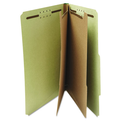 Six-section Pressboard Classification Folders, 2" Expansion, .2 Dividers, 6 Fasteners, Letter Size, Green Exterior, 10/box
