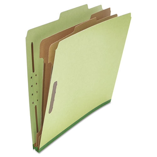 Six-section Pressboard Classification Folders, 2" Expansion, .2 Dividers, 6 Fasteners, Letter Size, Green Exterior, 10/box
