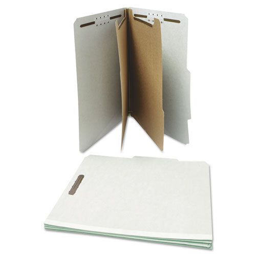 Six-section Pressboard Classification Folders, 2" Expansion, 2 Dividers, 6 Fasteners, Letter Size, Gray Exterior, 10/box.