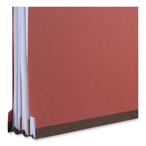 Six-section Pressboard Classification Folders,2" Expansion, 2 Dividers, 6 Fasteners, Legal Size, Red Exterior, 10/box