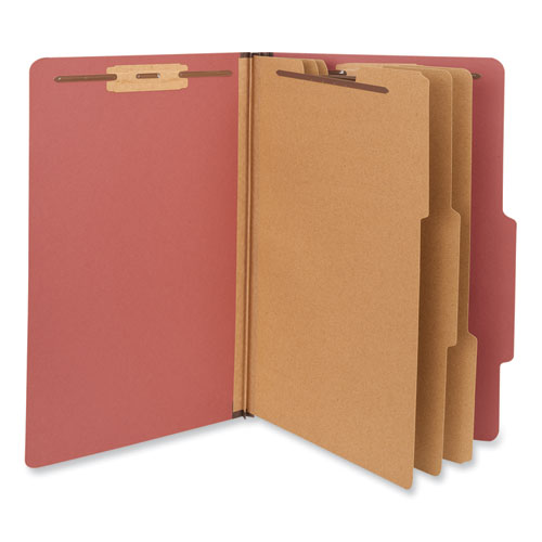 Eight-section Pressboard Classification Folders, 3" Expansion, 3 Dividers,8 Fasteners, Legal Size, Red Exterior, 10/box
