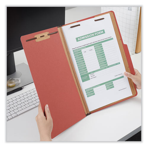 Eight-section Pressboard Classification Folders, 3" Expansion, 3 Dividers,8 Fasteners, Legal Size, Red Exterior, 10/box