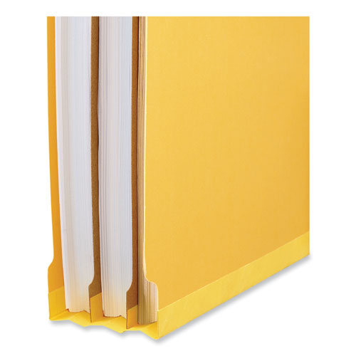 Deluxe Six-section Pressboard End Tab Classification Folders, 2 Dividers, 6 Fasteners, Letter Size, Yellow, 10/box.