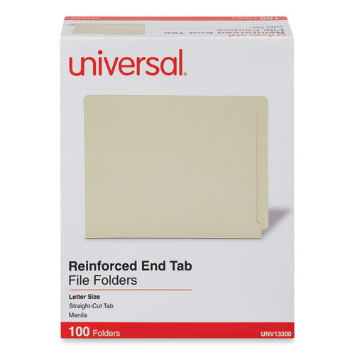 Deluxe Reinforced End Tab Folders, 9" High Front, Straight Tabs, Letter Size,0.75" Expansion, Manila, 100/box