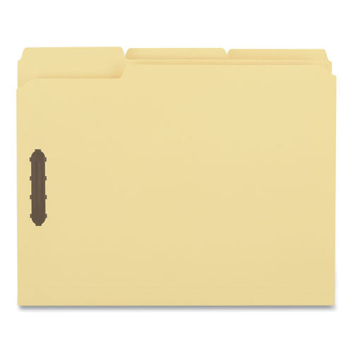 Deluxe Reinforced Top Tab Fastener Folders, 0.75" Expansion, 2 Fasteners, Letter Size, Yellow Exterior, 50/box