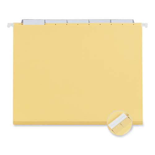 Deluxe Bright Color Hanging File Folders, Letter Size, 1/5-cut Tabs, Yellow, 25/box