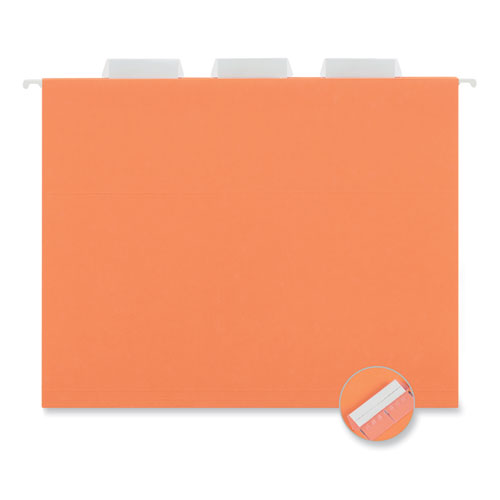 Deluxe Bright Color Hanging File Folders, Letter Size, 1/5-cut Tabs, Orange, 25/box