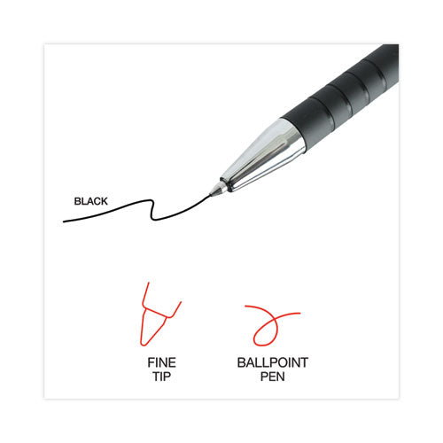 Ballpoint Pen, Retractable, Fine 0.7 Mm, Black Ink, Black Barrel, Dozen.