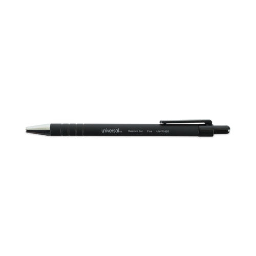Ballpoint Pen, Retractable, Fine 0.7 Mm, Black Ink, Black Barrel, Dozen.