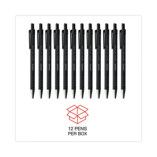 Ballpoint Pen, Retractable, Fine 0.7 Mm, Black Ink, Black Barrel, Dozen.