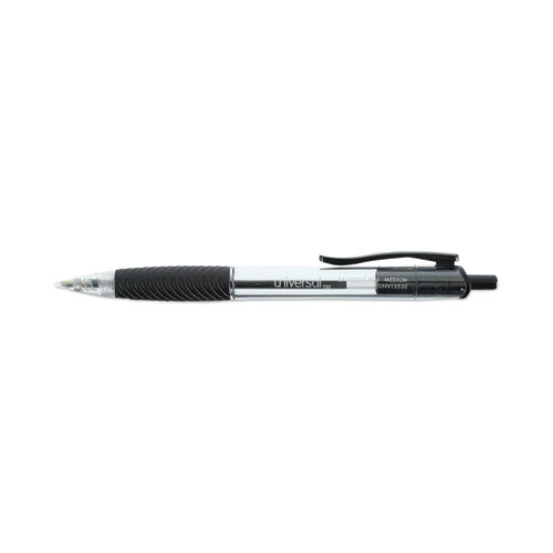 Comfort Grip Ballpoint Pen, Retractable, Medium 1 Mm, Black Ink, Clear Barrel, 48/pack