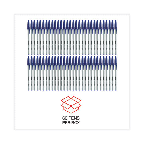 Ballpoint Pen Value Pack, Stick, Medium 1 Mm, Blue Ink, Gray/blue Barrel, 60/pack.