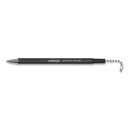 Ballpoint Counter Pen, Medium 0.7 Mm, Black Ink, Black Barrel.