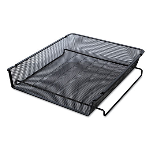 Deluxe Mesh Stackable Front Load Tray, 1 Section, Letter Size Files, 11.25" X 13" X 2.75", Black.