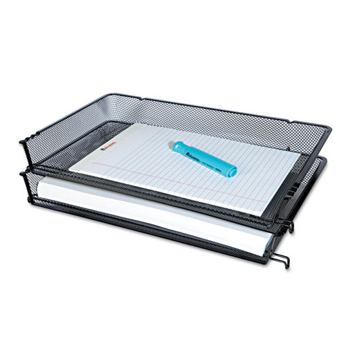 Deluxe Mesh Stacking Side Load Tray, 1 Section, Legal Size Files, 17" X 10.88" X 2.5", Black.