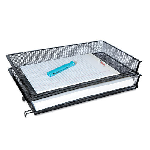 Deluxe Mesh Stacking Side Load Tray, 1 Section, Legal Size Files, 17" X 10.88" X 2.5", Black.