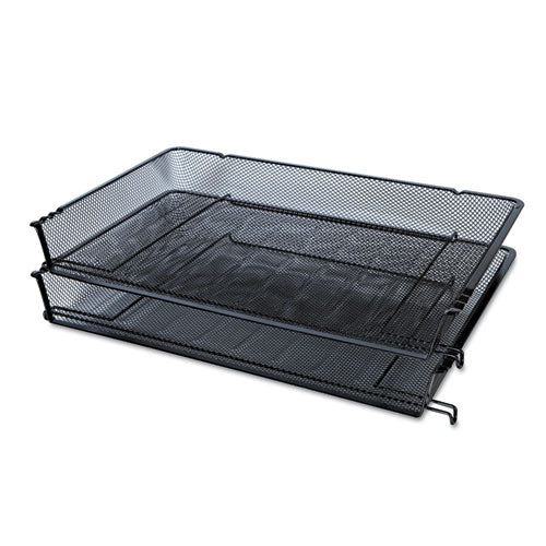 Deluxe Mesh Stacking Side Load Tray, 1 Section, Legal Size Files, 17" X 10.88" X 2.5", Black.