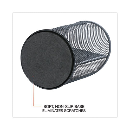 Metal Mesh 3-compartment Pencil Cup, 4.13" Diameter X 6"h, Black.