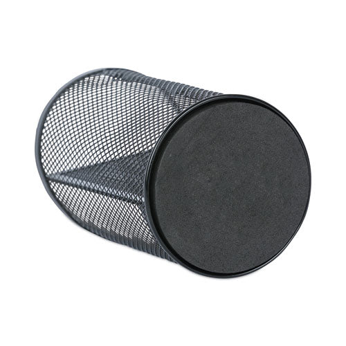 Metal Mesh 3-compartment Pencil Cup, 4.13" Diameter X 6"h, Black.