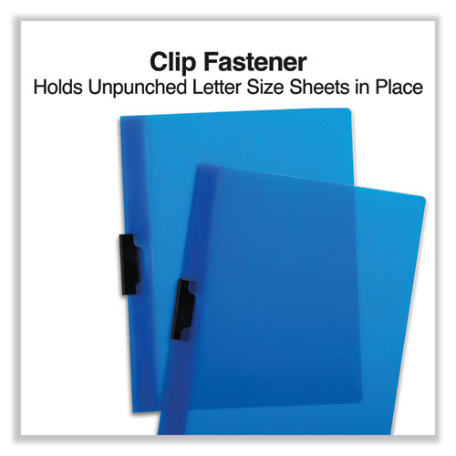 Clip-style Report Cover, Clip Fastener, 8.5 X 11, Clear/blue, 5/pack.