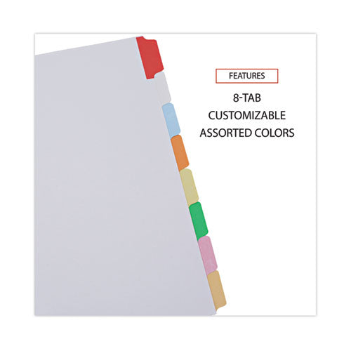 Deluxe Write-on/erasable Tab Index, 8-tab, 11 X 8.5, White, Assorted Tabs, 1 Set.