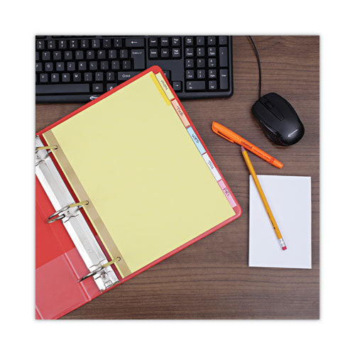 Deluxe Extended Insertable Tab Indexes, 5-tab, 11 X 8.5, Buff, Assorted Tabs, 24 Sets.