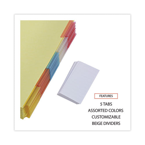 Deluxe Extended Insertable Tab Indexes, 5-tab, 11 X 8.5, Buff, Assorted Tabs, 24 Sets.
