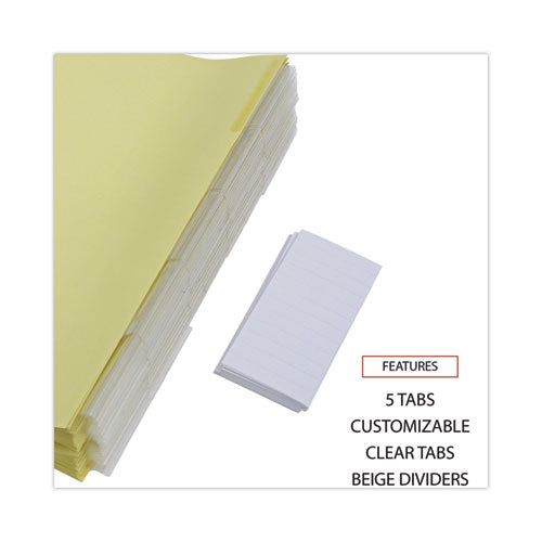 Deluxe Extended Insertable Tab Indexes, 5-tab, 11 X 8.5, Buff, Clear Tabs, 24 Sets.