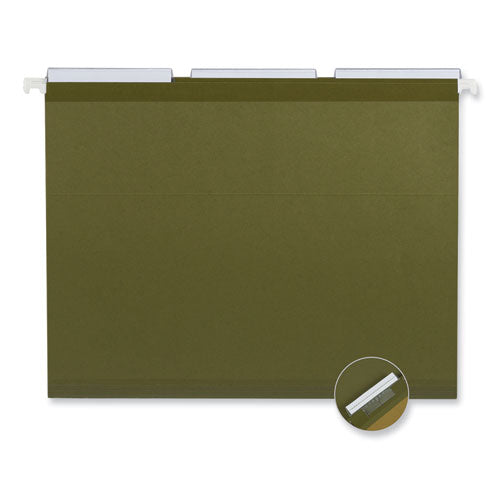 Deluxe Reinforced Recycled Hanging File Folders, Letter Size,1/3-cut Tabs, Standard Green, 25/box