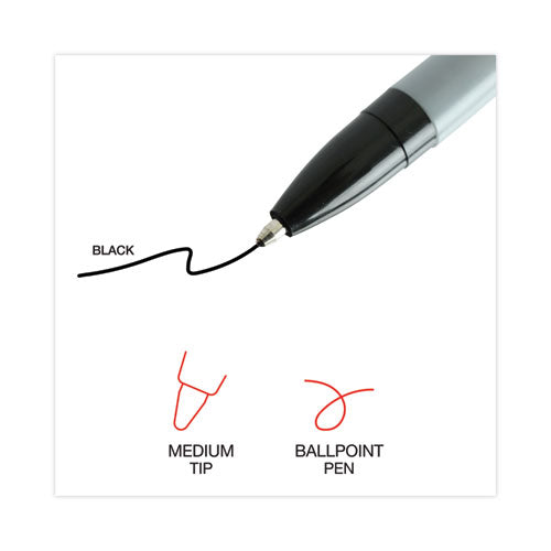 Ballpoint Pen, Stick, Medium 1 Mm, Black Ink, Gray Barrel, Dozen
