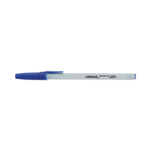 Ballpoint Pen, Stick, Medium 1 Mm, Blue Ink, Gray/blue Barrel, Dozen.