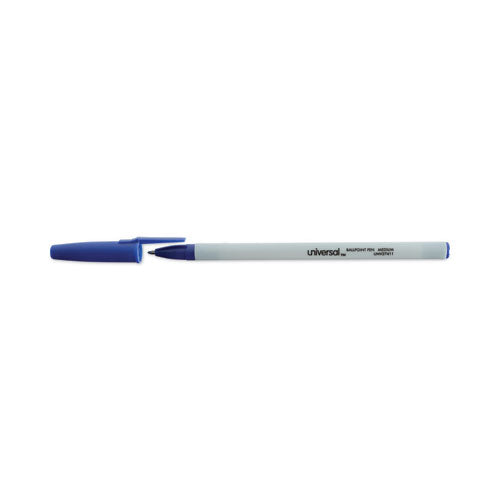 Ballpoint Pen, Stick, Medium 1 Mm, Blue Ink, Gray/blue Barrel, Dozen.