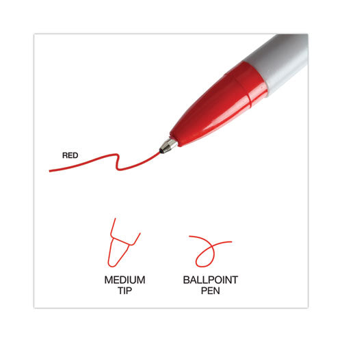 Ballpoint Pen, Stick, Medium 1 Mm, Red Ink, Gray/red Barrel, Dozen.