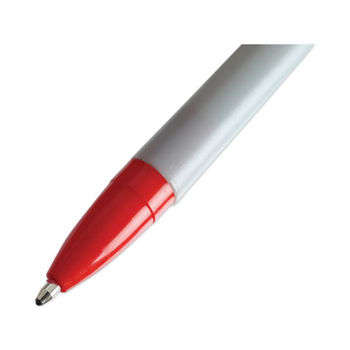 Ballpoint Pen, Stick, Medium 1 Mm, Red Ink, Gray/red Barrel, Dozen.