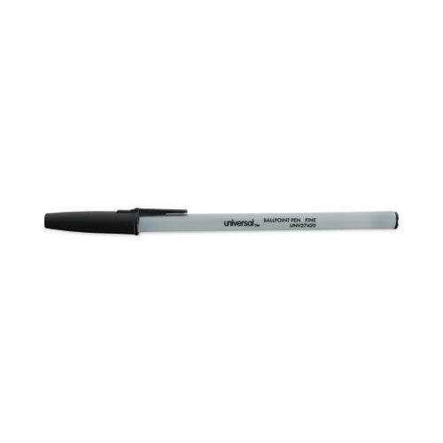 Ballpoint Pen, Stick, Fine 0.7 Mm, Black Ink, Gray/black Barrel, Dozen.
