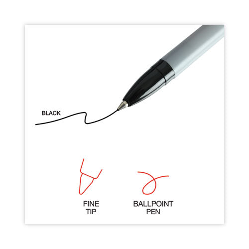 Ballpoint Pen, Stick, Fine 0.7 Mm, Black Ink, Gray/black Barrel, Dozen.