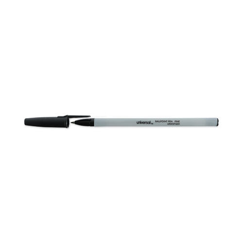 Ballpoint Pen, Stick, Fine 0.7 Mm, Black Ink, Gray/black Barrel, Dozen.