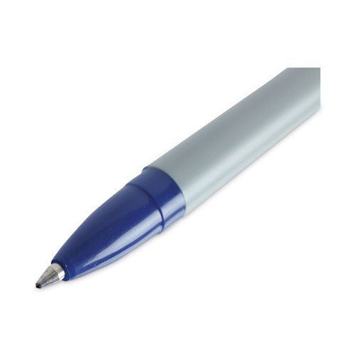 Ballpoint Pen, Stick, Fine 0.7 Mm, Blue Ink, Gray/blue Barrel, Dozen.