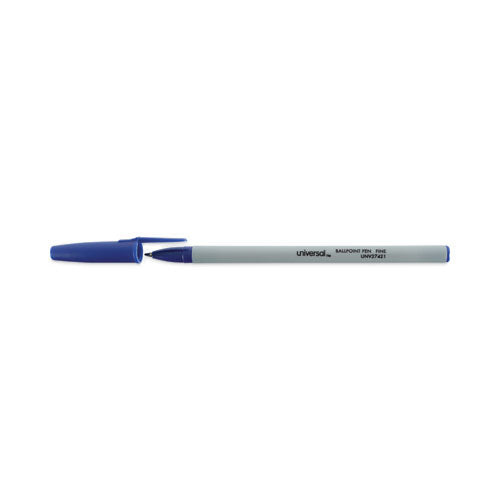 Ballpoint Pen, Stick, Fine 0.7 Mm, Blue Ink, Gray/blue Barrel, Dozen.