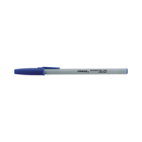 Ballpoint Pen, Stick, Fine 0.7 Mm, Blue Ink, Gray/blue Barrel, Dozen.