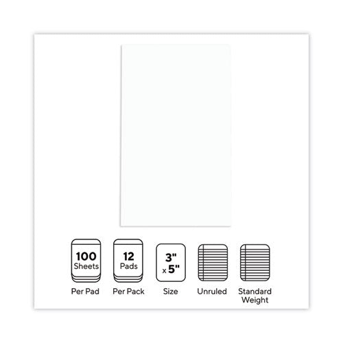 Scratch Pads, Unruled, 3 X 5, White, 100 Sheets, 12/pack.