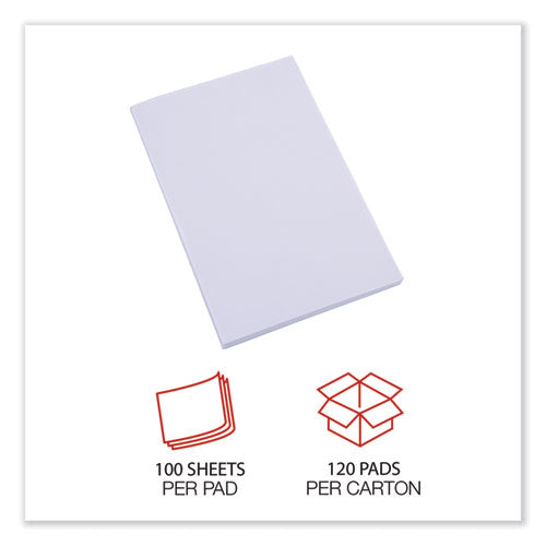 Scratch Pad Value Pack, Unruled, 4 X 6, White, 100 Sheets, 120/carton.